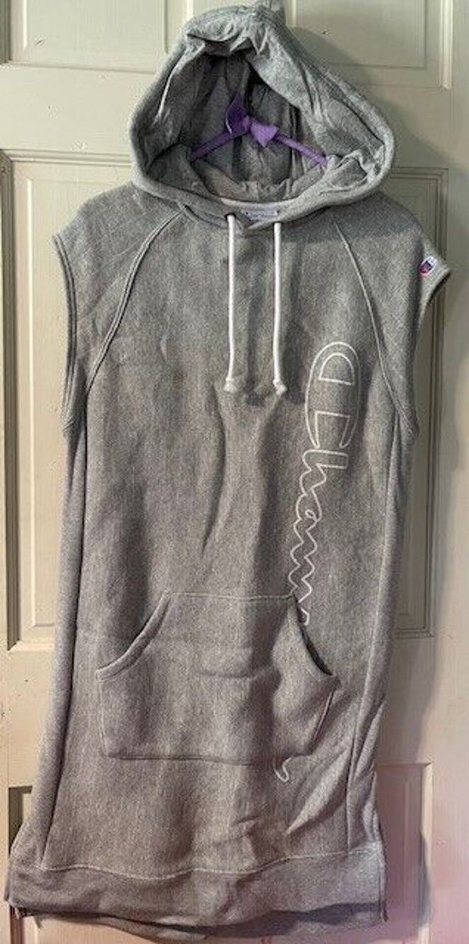 CHAMPION Hoodie Dress Women's Small Reverse Weave Athletic Gray Pockets NEW
